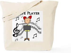 CafePress Flute Player Tote Bag Natural Canvas Tote Bag, Reusable Shopping Bag