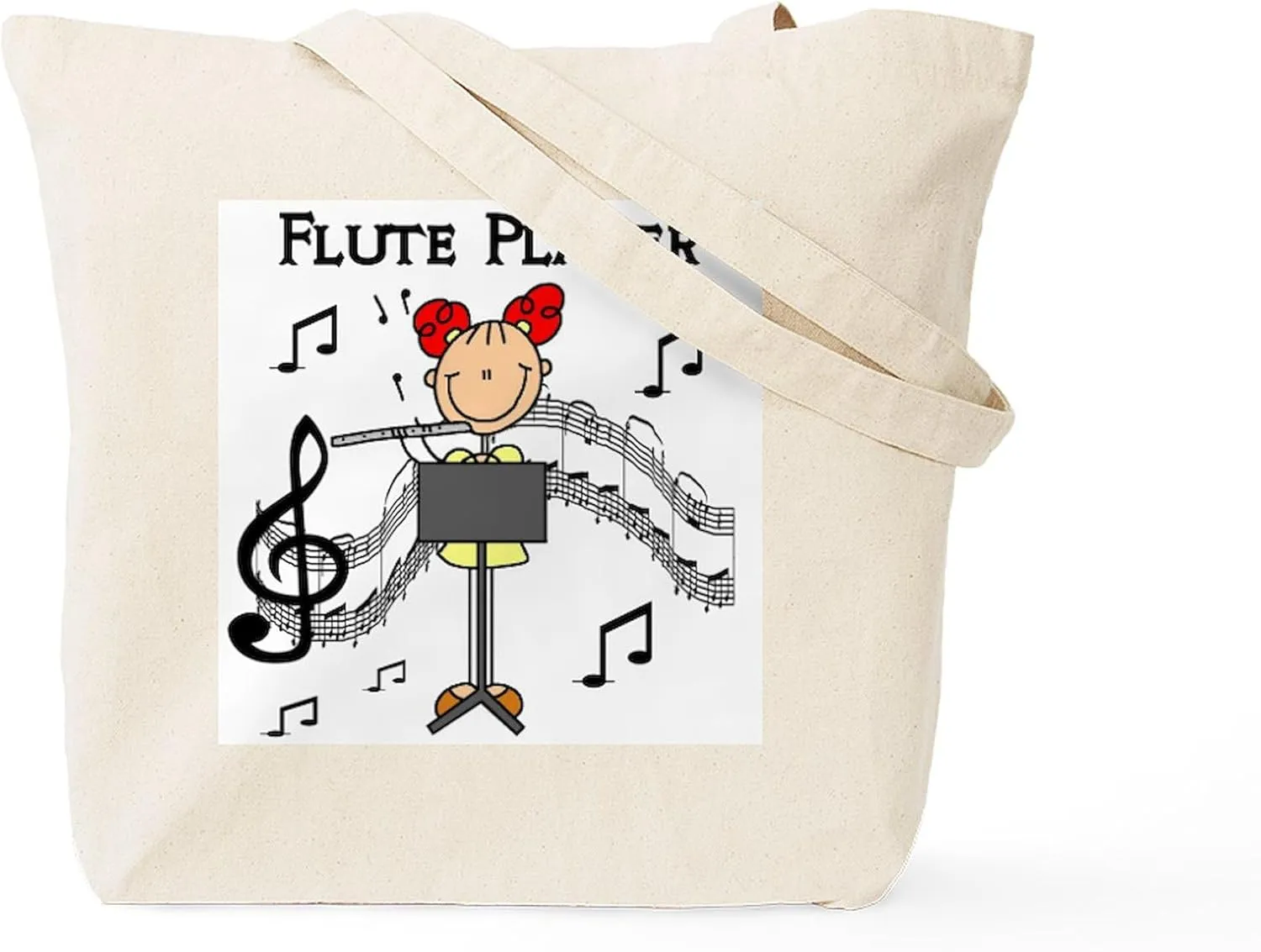 CafePress Flute Player Tote Bag Natural Canvas Tote Bag, Reusable Shopping Bag
