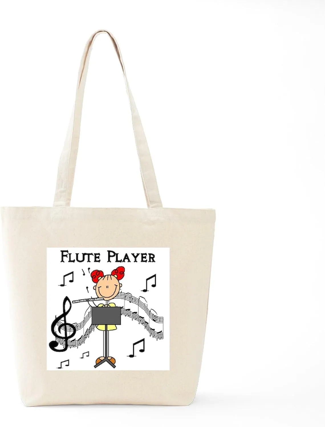 CafePress Flute Player Tote Bag Natural Canvas Tote Bag, Reusable Shopping Bag