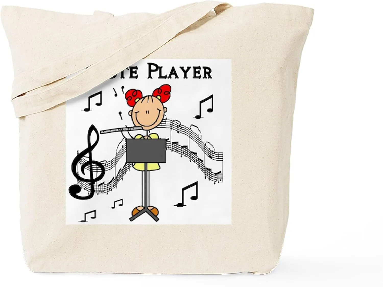CafePress Flute Player Tote Bag Natural Canvas Tote Bag, Reusable Shopping Bag