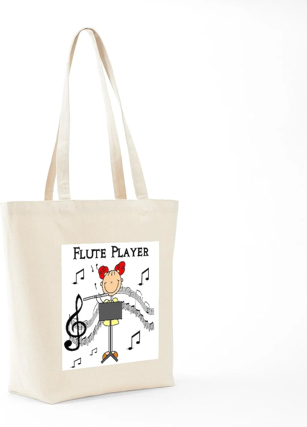 CafePress Flute Player Tote Bag Natural Canvas Tote Bag, Reusable Shopping Bag