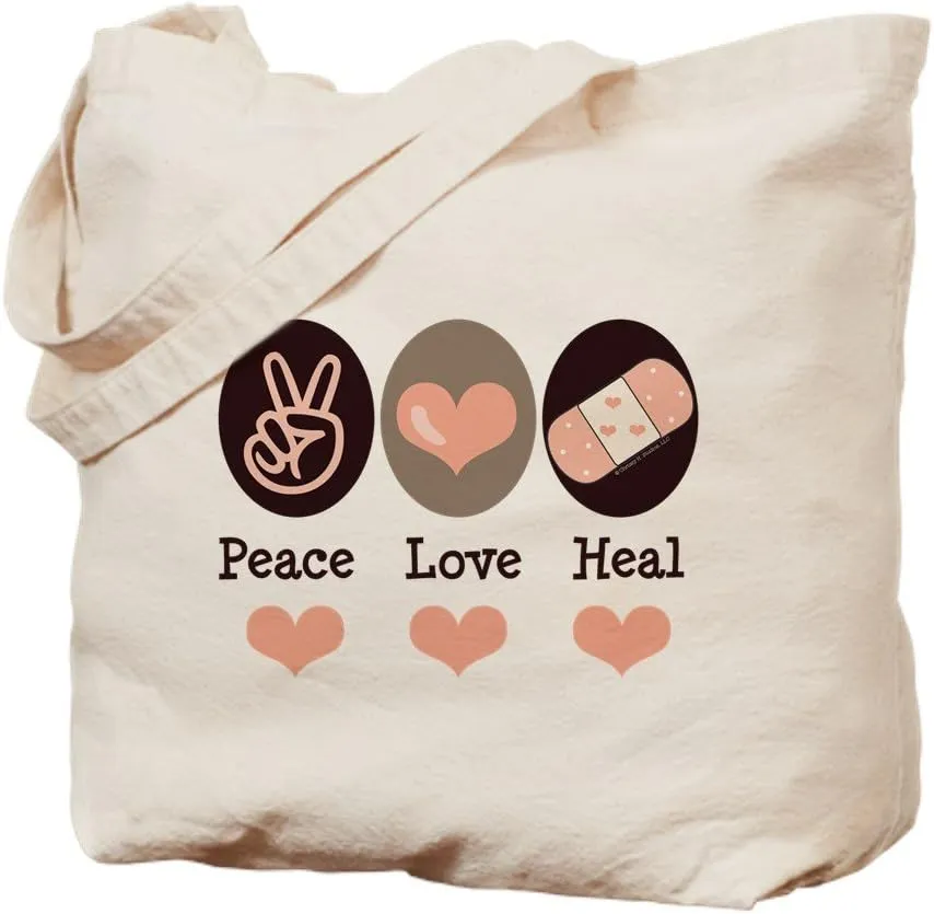 CafePress Heal Nurse Doctor Tote Bag Natural Canvas Tote Bag, Reusable Shopping Bag