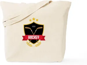 CafePress Hockey Emblem Tote Bag Reusable Natural Beige Canvas Shopping Bag