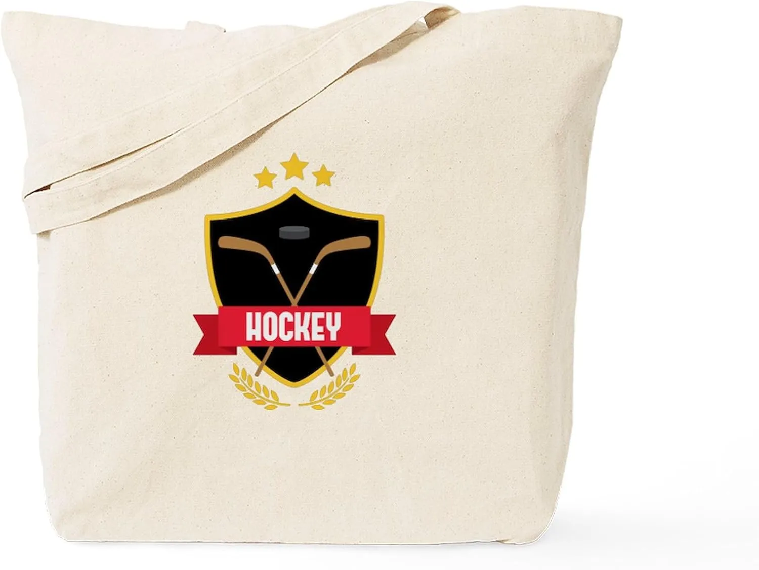 CafePress Hockey Emblem Tote Bag Reusable Natural Beige Canvas Shopping Bag