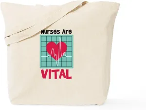 CafePress Nurses Are Vital Tote Bag Reusable Natural Beige Canvas Shopping Bag