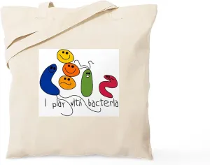 CafePress Play With Bacteria Tote Bag Reusable Natural Beige Canvas Shopping Bag