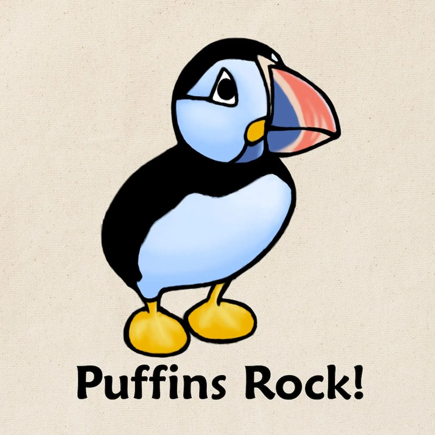 CafePress Puffins Rock Tote Bag Reusable Natural Beige Canvas Shopping Bag