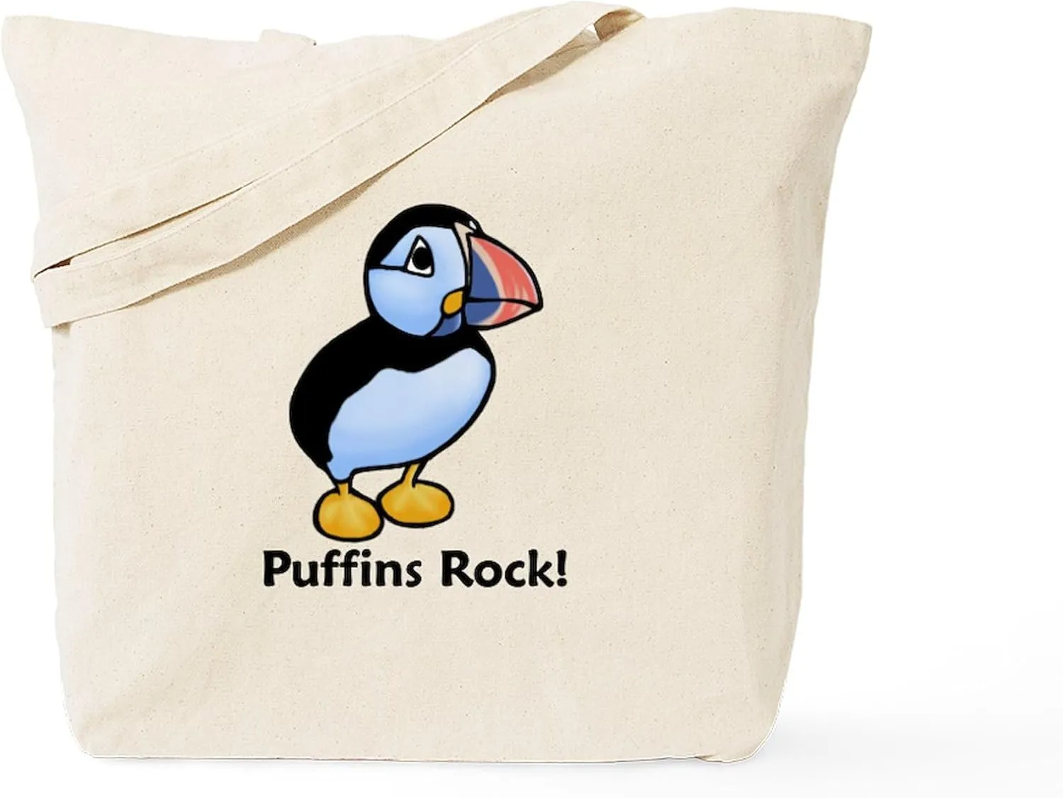 CafePress Puffins Rock Tote Bag Reusable Natural Beige Canvas Shopping Bag