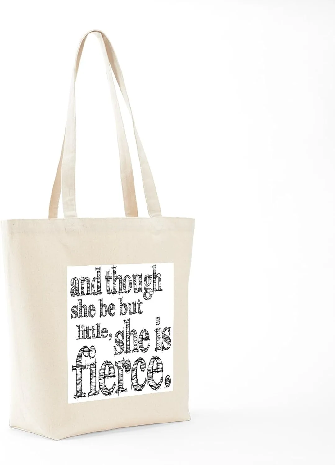 CafePress She Is Fierce Shakespeare Tote Bag Reusable Natural Beige Canvas Shopping Bag