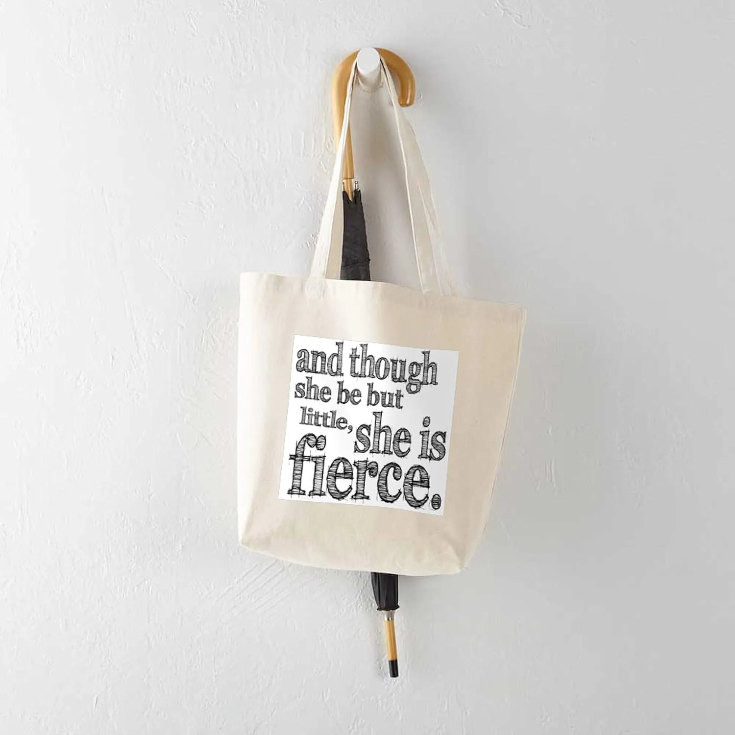 CafePress She Is Fierce Shakespeare Tote Bag Reusable Natural Beige Canvas Shopping Bag