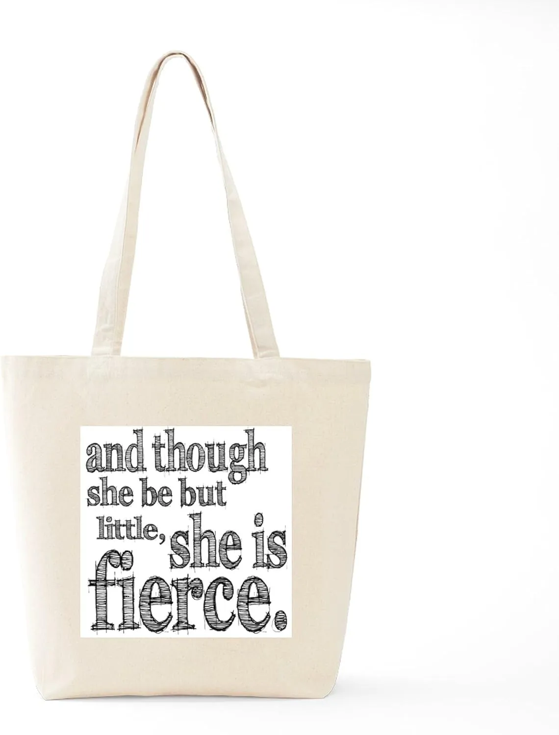 CafePress She Is Fierce Shakespeare Tote Bag Reusable Natural Beige Canvas Shopping Bag