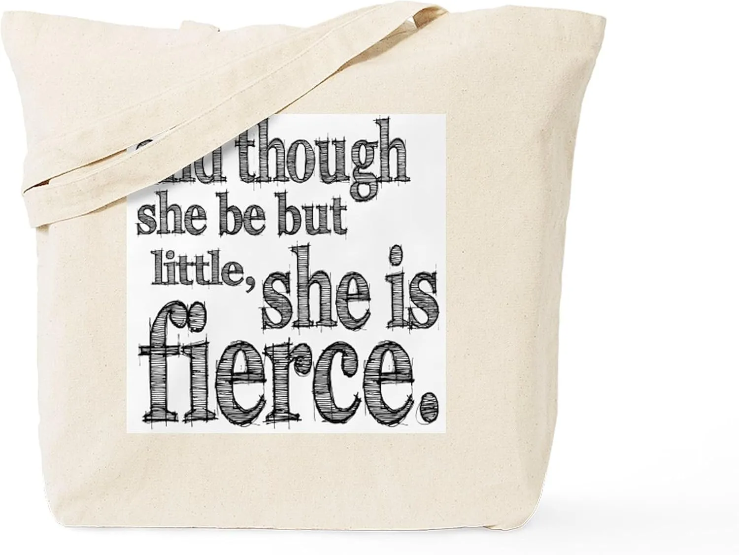 CafePress She Is Fierce Shakespeare Tote Bag Reusable Natural Beige Canvas Shopping Bag