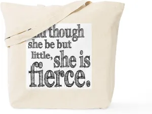 CafePress She Is Fierce Shakespeare Tote Bag Reusable Natural Beige Canvas Shopping Bag