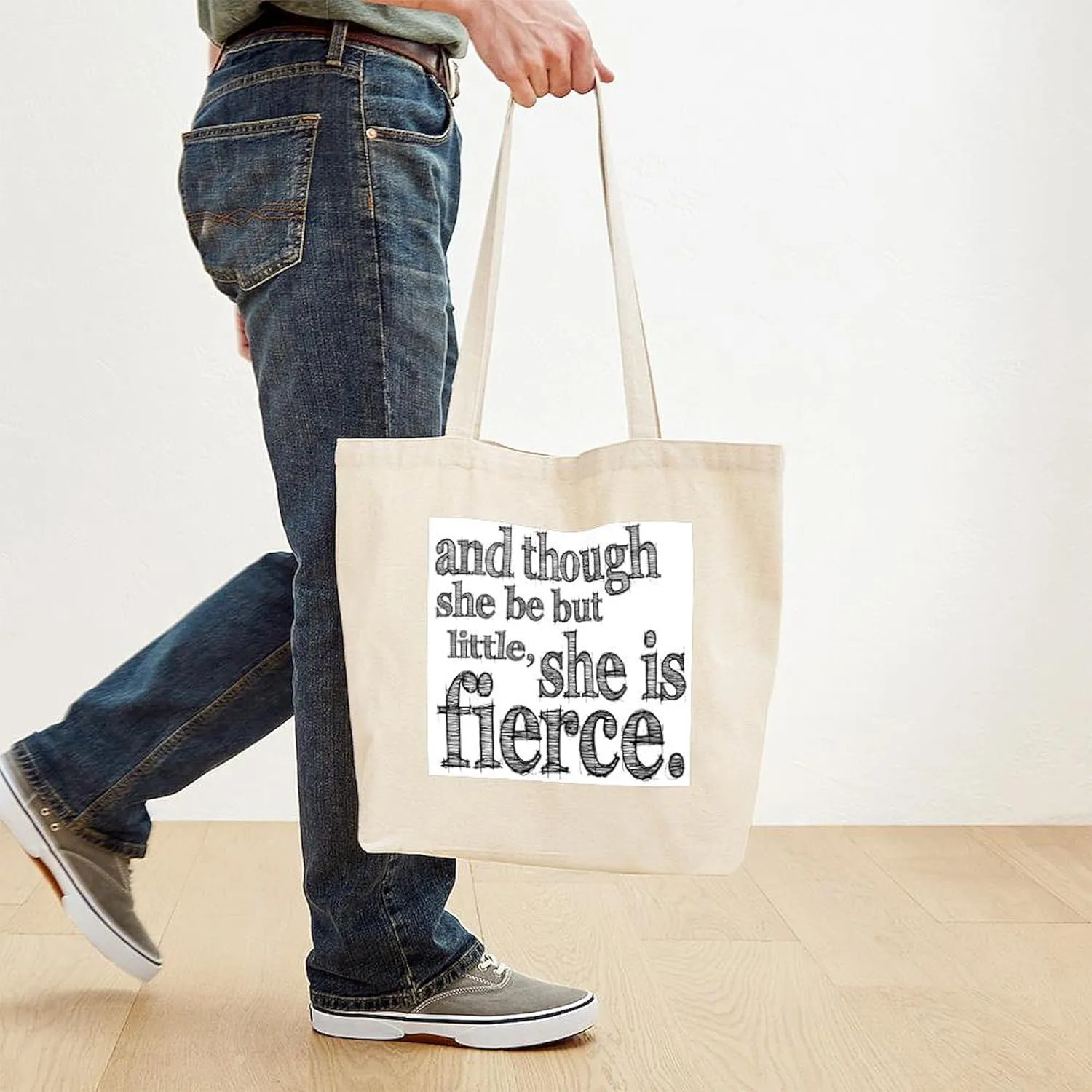 CafePress She Is Fierce Shakespeare Tote Bag Reusable Natural Beige Canvas Shopping Bag