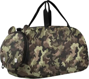 Camouflage Brown Dark Boy's Gym Duffel Bag with Shoes Compartment Large Capacity Sports Duffel Bag for School Practice, Sports, Travel bolsos deportivos para mujer