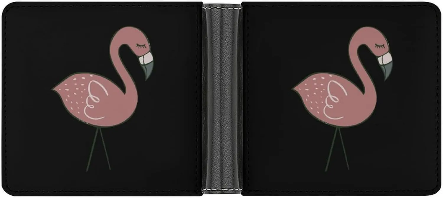 Campsite Flamingos Bifold Wallets for Men Leather Clutch Purses with Card Slots with 6 Credit ID Card Slot