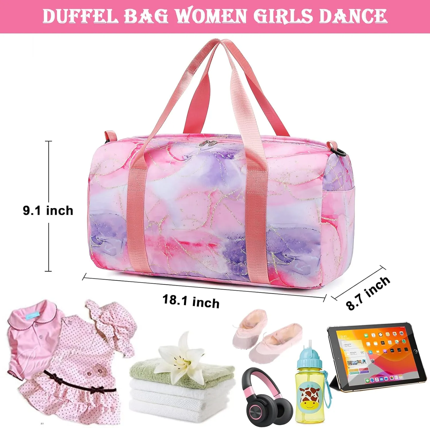 CAMTOP Duffel Overnight Bag Girls Women Dance Sport Gym Travel Tote Weekender Carry-On Bag(Tie Dye)