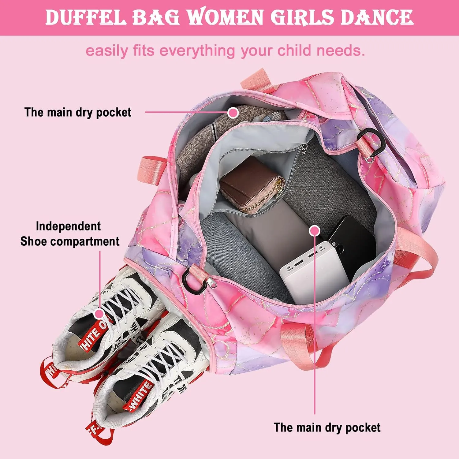 CAMTOP Duffel Overnight Bag Girls Women Dance Sport Gym Travel Tote Weekender Carry-On Bag(Tie Dye)