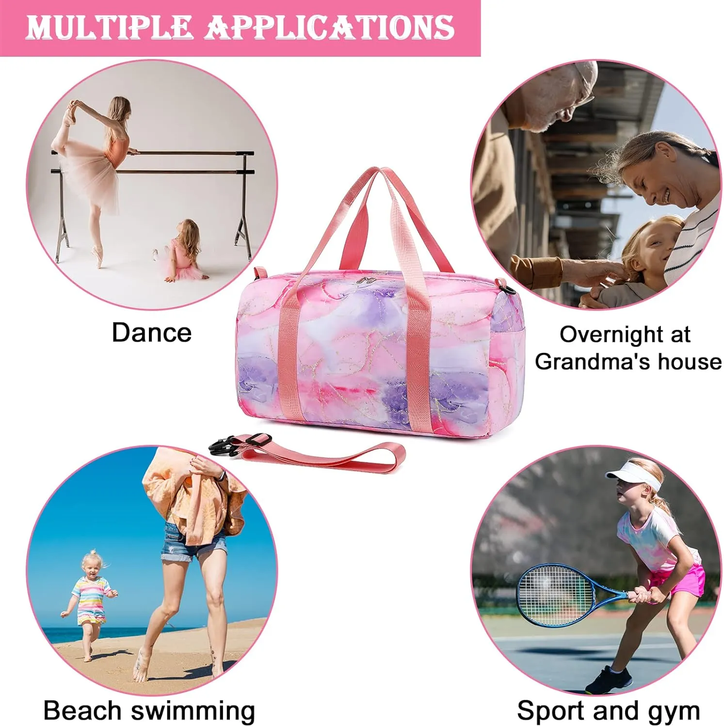 CAMTOP Duffel Overnight Bag Girls Women Dance Sport Gym Travel Tote Weekender Carry-On Bag(Tie Dye)