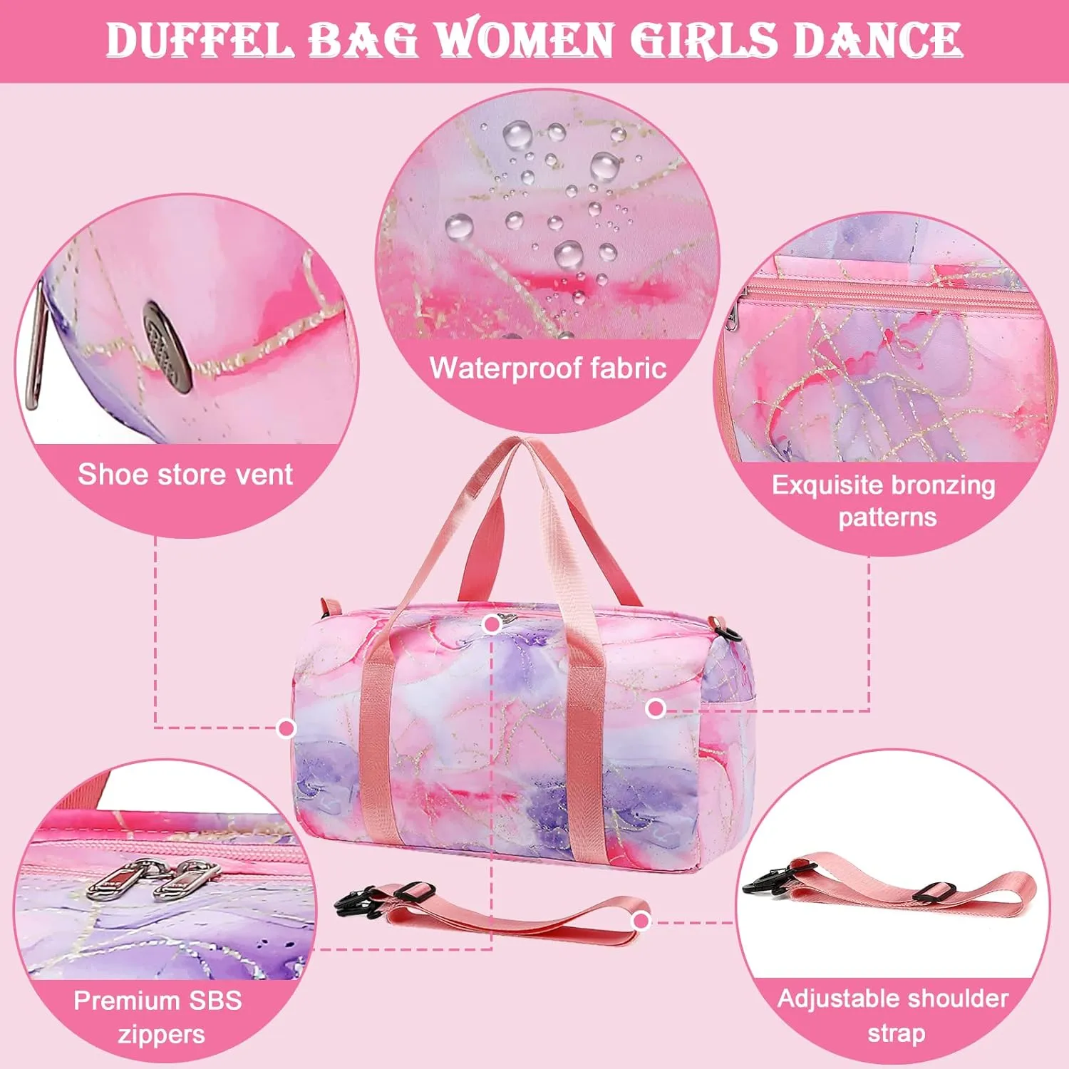 CAMTOP Duffel Overnight Bag Girls Women Dance Sport Gym Travel Tote Weekender Carry-On Bag(Tie Dye)