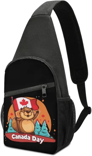 Canada Day Groundhog Crossbody Sling Bags Chest Shoulder Backpack DayPack Handbag