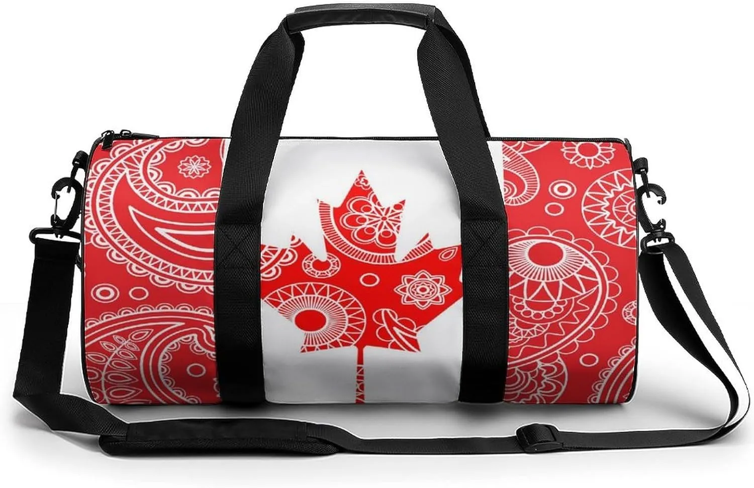 Canada Flag Paisley Pattern Large Gym Bag Novelty Lightweight Duffel Bag Travel Tote Bags