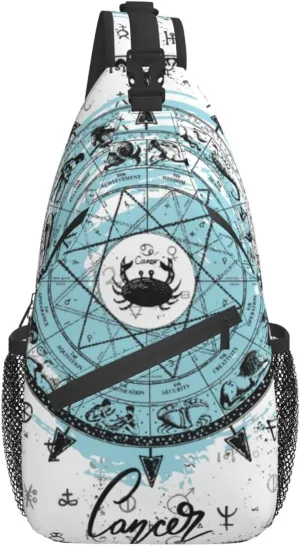 Cancer Sling Bag Personalized Constellations Chest Bag Travel Hiking Chest Bag Daypack Outdoor Sports Bag For Women Men