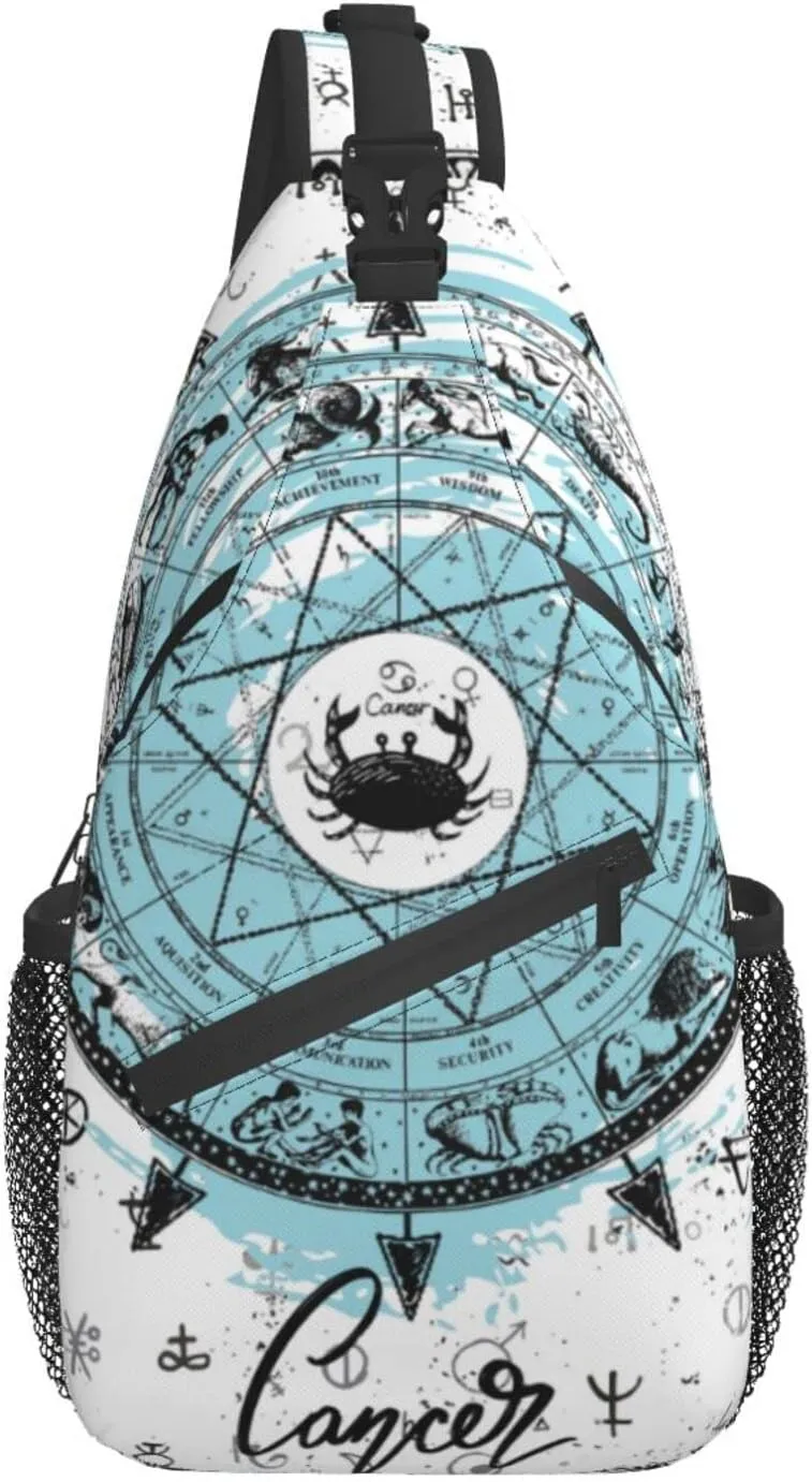 Cancer Sling Bag Personalized Constellations Chest Bag Travel Hiking Chest Bag Daypack Outdoor Sports Bag For Women Men