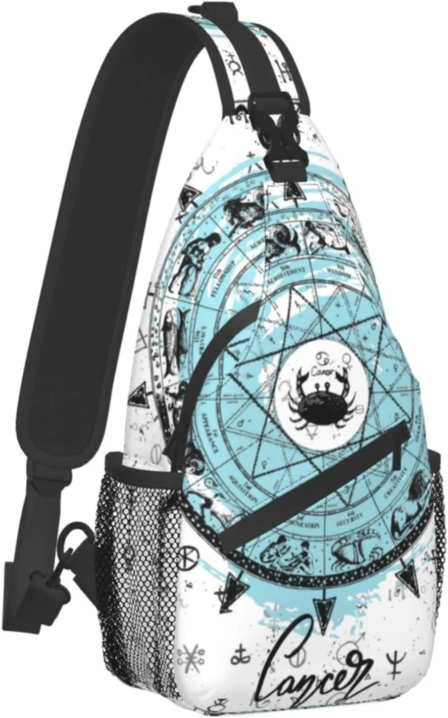 Cancer Sling Bag Personalized Constellations Chest Bag Travel Hiking Chest Bag Daypack Outdoor Sports Bag For Women Men