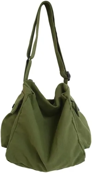 Canvas Crossbody for Women Solid Color Shoulder Tote Minimalist Style Lightweight Daily Carry Soft Fabric Casual Handbag