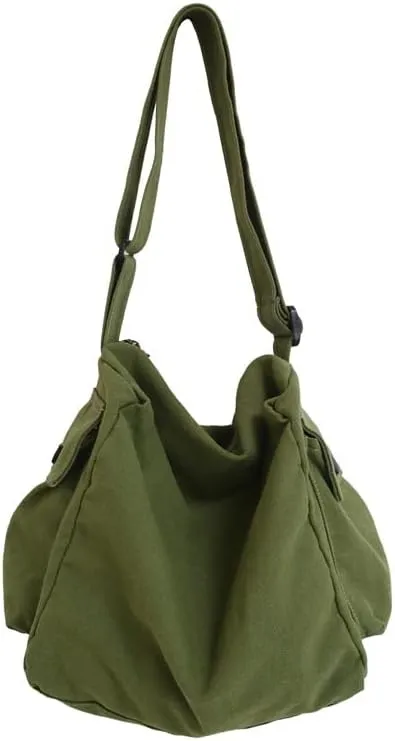 Canvas Crossbody for Women Solid Color Shoulder Tote Minimalist Style Lightweight Daily Carry Soft Fabric Casual Handbag