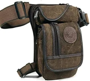 Canvas Drop Leg Bag Outdoor Waist Pack for Men Women Tactical Military Motorcycle Bike Cycling Multi-Pocket Waist Fanny Pouch Travel Hiking Climbing Thigh Bag Pocket