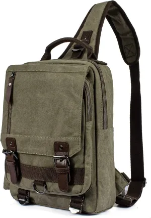 Canvas Messenger Bag Crossbody Shoulder Backpack Sling Bag Rucksack Daypack Casual Travel