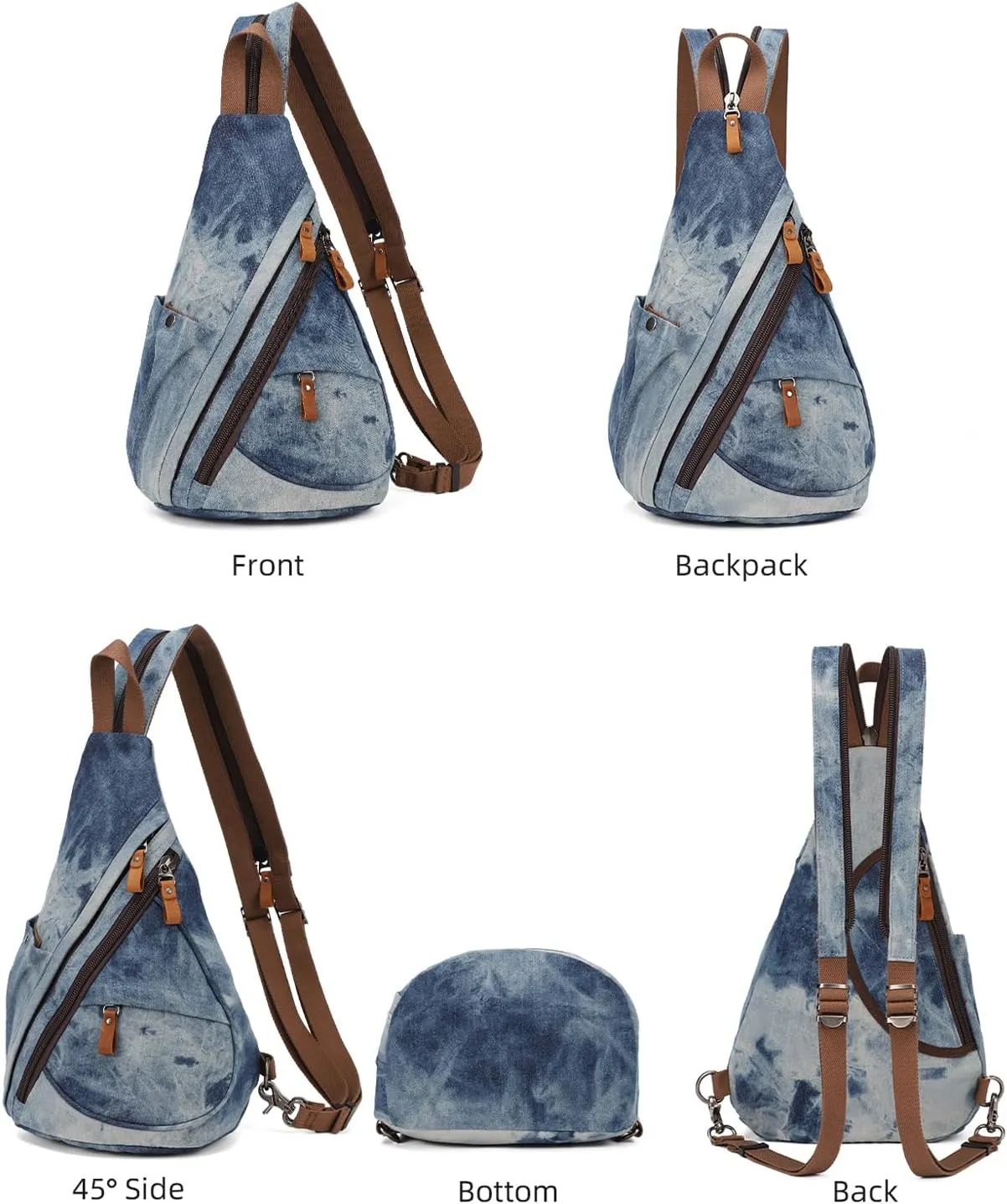 Canvas Sling Bag - Small Crossbody Backpack Shoulder Casual Daypack Rucksack for Men Women(Large Version)