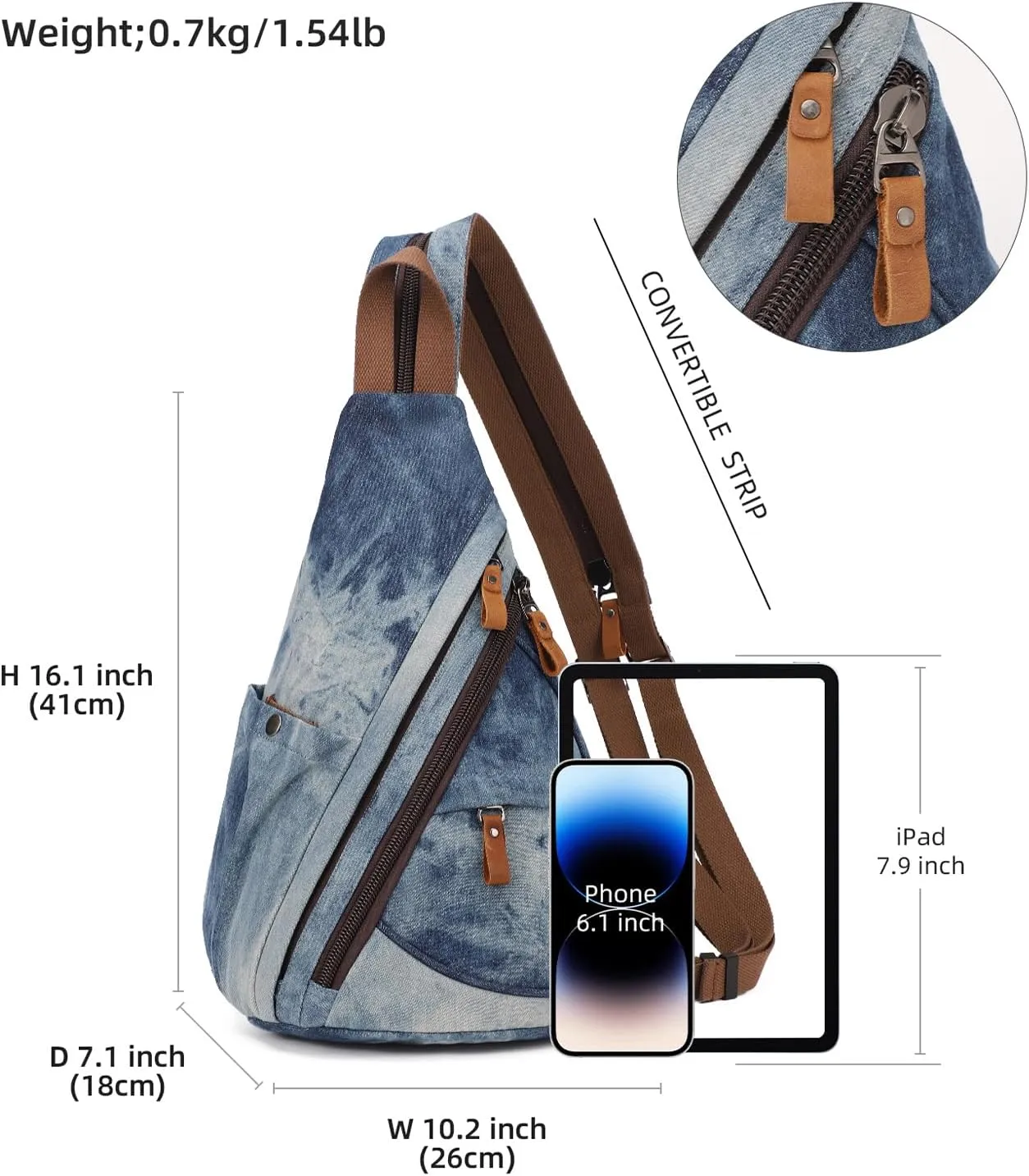 Canvas Sling Bag - Small Crossbody Backpack Shoulder Casual Daypack Rucksack for Men Women(Large Version)
