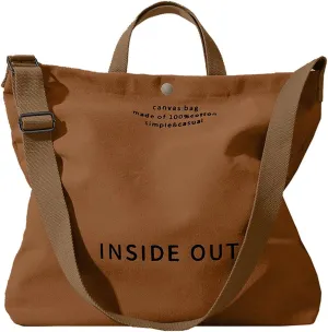Canvas Tote Bag For Women inside out bag Crossbody Handbag with Adjustable Strap and Coin Purse for Work,Travel,Grocery