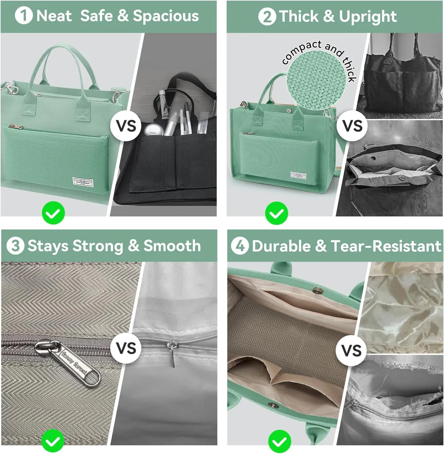 Canvas Tote Bag for Women Shoulder & Crossbody Handbag with Multi Pockets Zipper Ideal for Work Office Travel & Daily Use