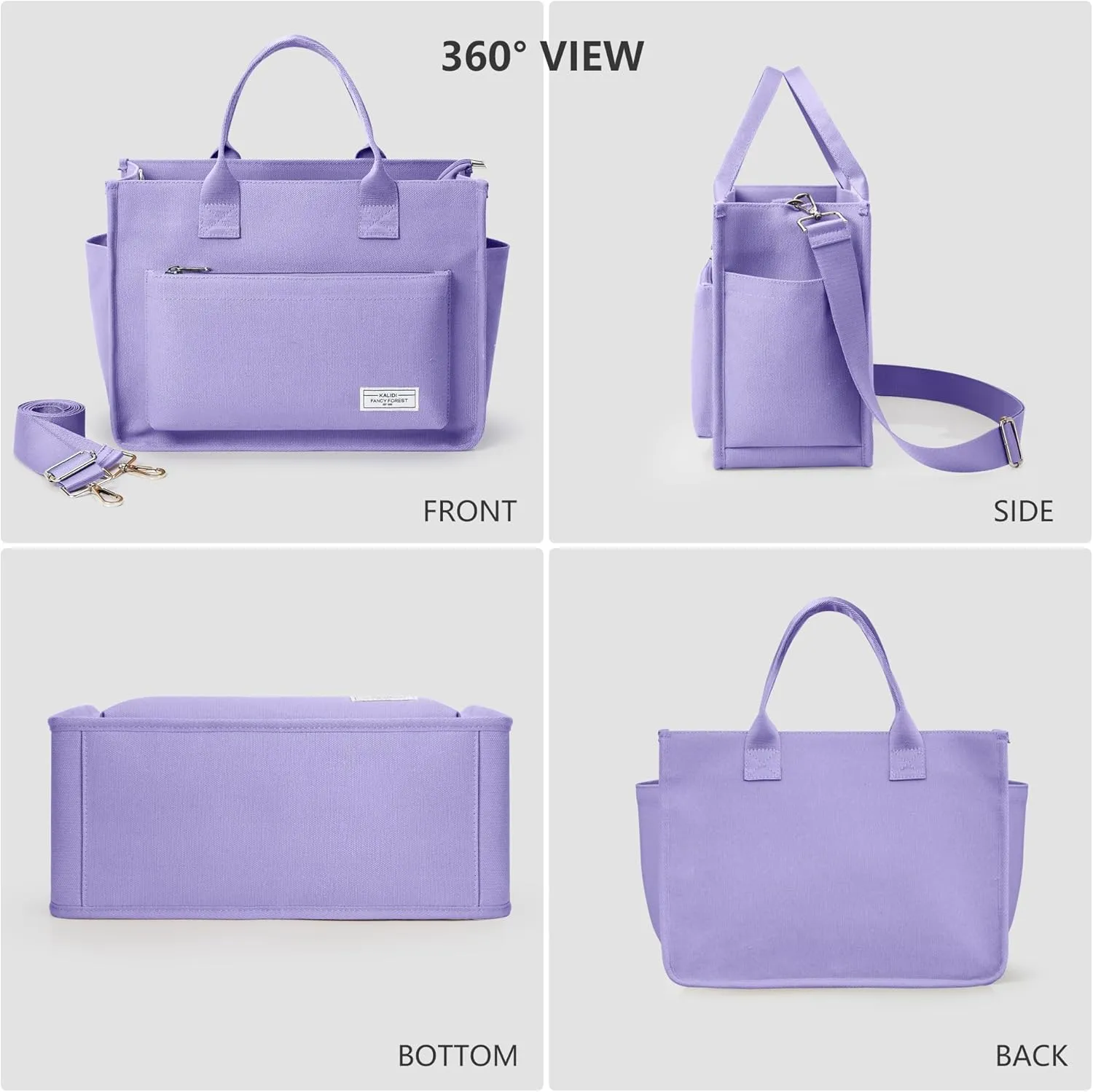 Canvas Tote Bag for Women Shoulder & Crossbody Handbag with Multi Pockets Zipper Ideal for Work Office Travel & Daily Use