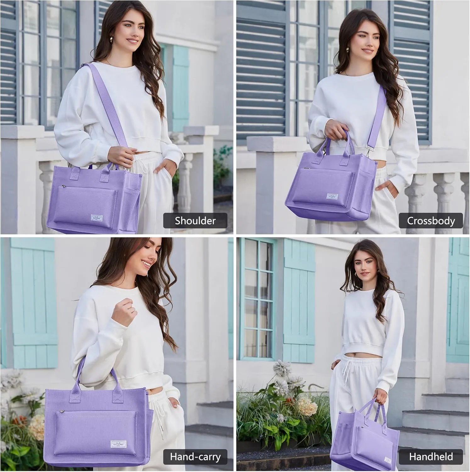 Canvas Tote Bag for Women Shoulder & Crossbody Handbag with Multi Pockets Zipper Ideal for Work Office Travel & Daily Use
