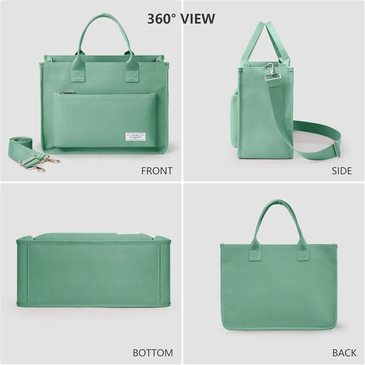 Canvas Tote Bag for Women Shoulder & Crossbody Handbag with Multi Pockets Zipper Ideal for Work Office Travel & Daily Use
