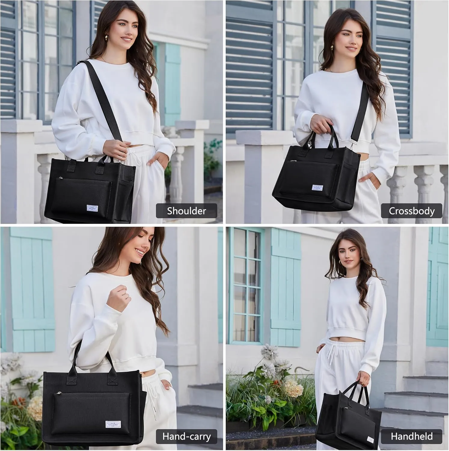 Canvas Tote Bag for Women Shoulder & Crossbody Handbag with Multi Pockets Zipper Ideal for Work Office Travel & Daily Use