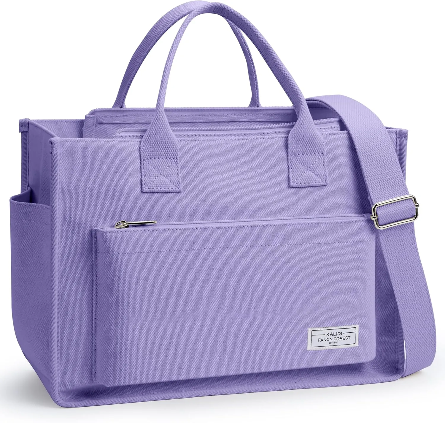 Canvas Tote Bag for Women Shoulder & Crossbody Handbag with Multi Pockets Zipper Ideal for Work Office Travel & Daily Use