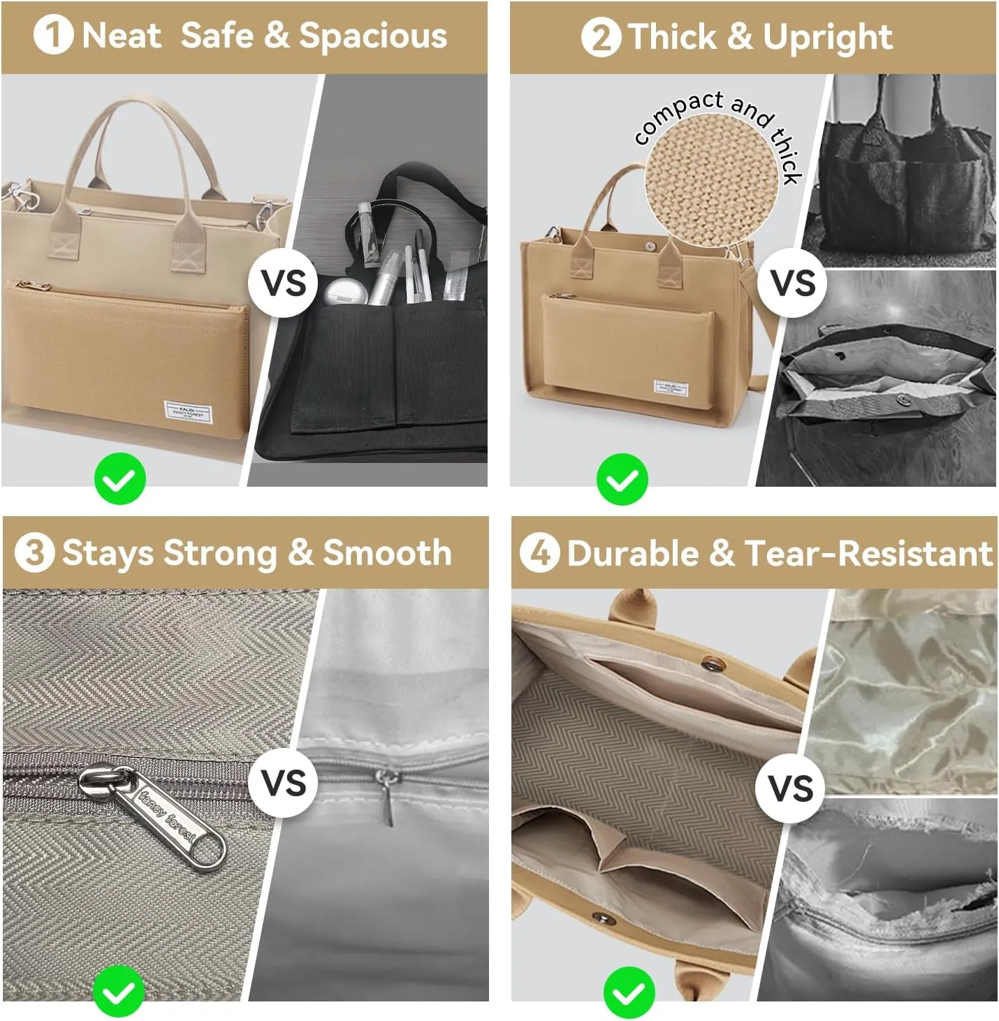 Canvas Tote Bag for Women Shoulder & Crossbody Handbag with Multi Pockets Zipper Ideal for Work Office Travel & Daily Use