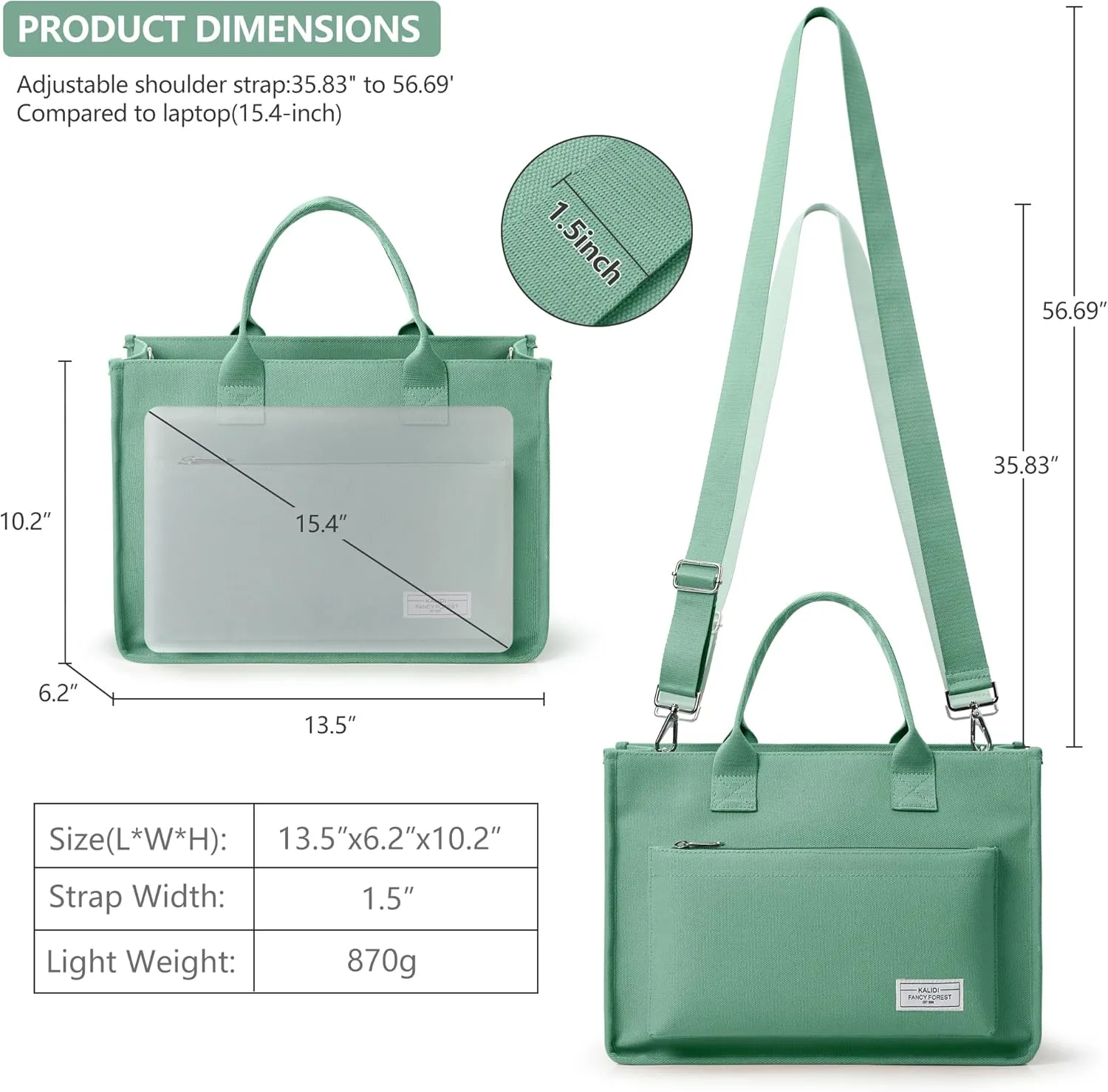 Canvas Tote Bag for Women Shoulder & Crossbody Handbag with Multi Pockets Zipper Ideal for Work Office Travel & Daily Use