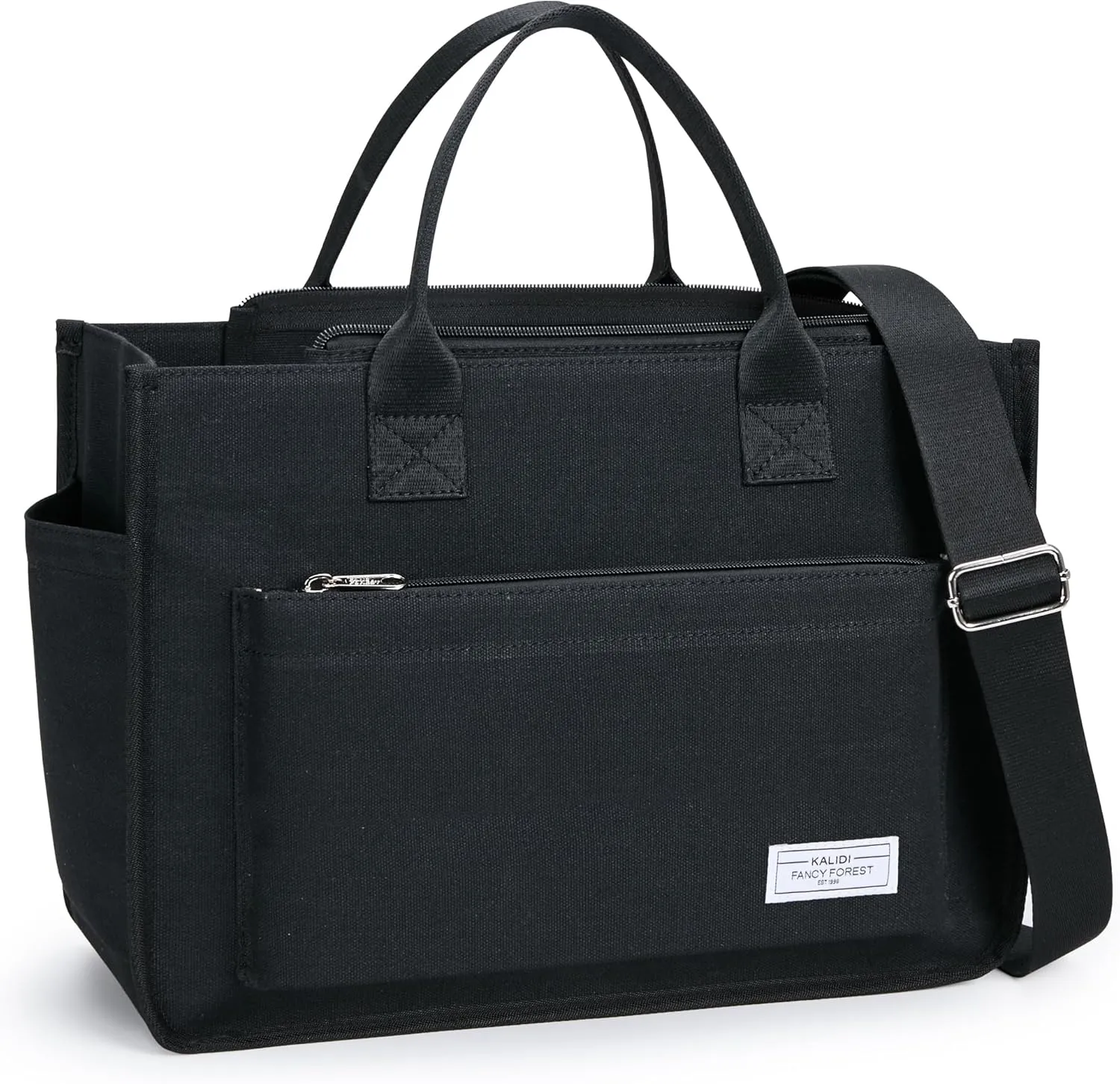 Canvas Tote Bag for Women Shoulder & Crossbody Handbag with Multi Pockets Zipper Ideal for Work Office Travel & Daily Use