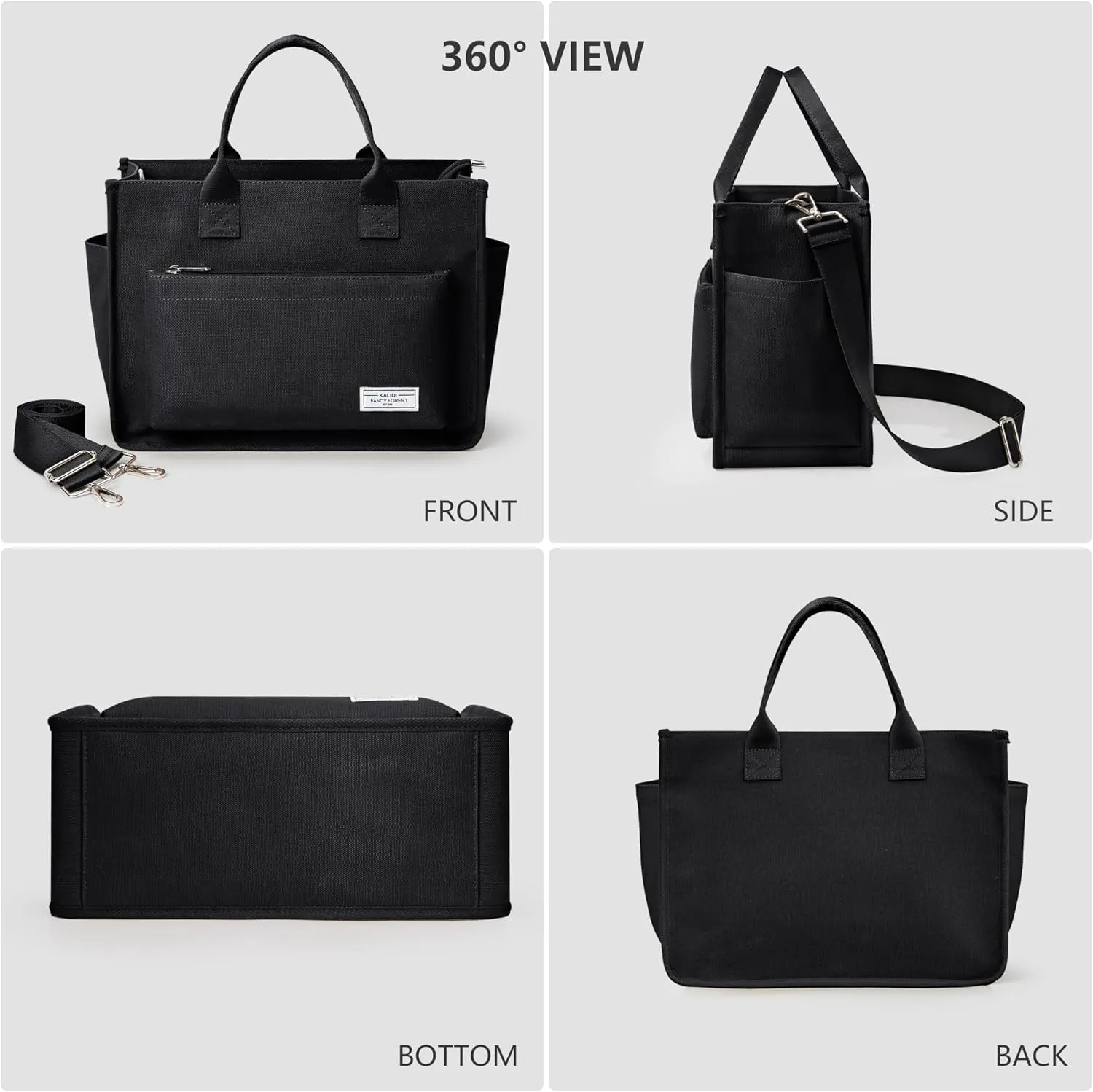 Canvas Tote Bag for Women Shoulder & Crossbody Handbag with Multi Pockets Zipper Ideal for Work Office Travel & Daily Use