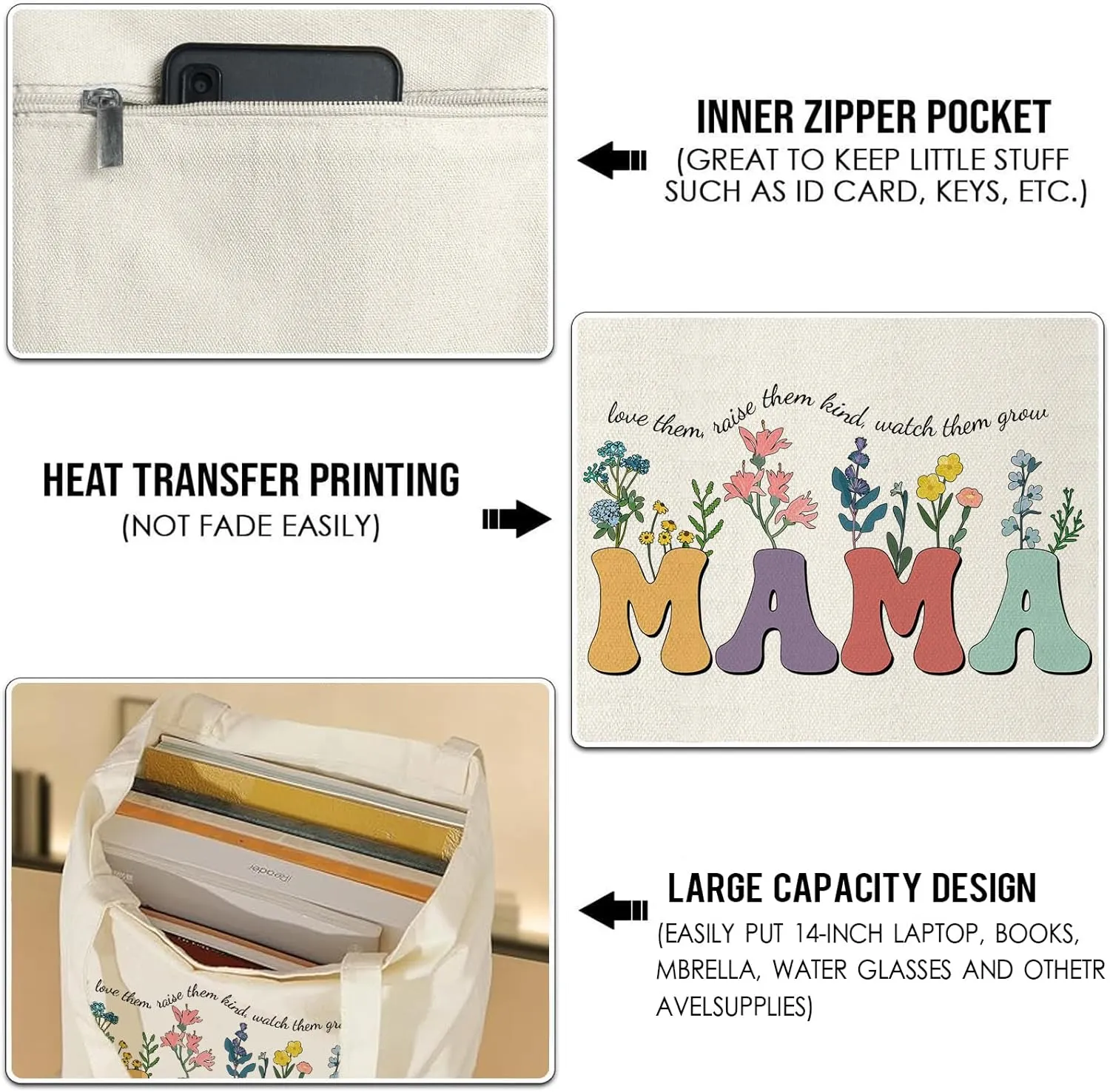 Canvas Tote Bag for Women - Teacher Appreciation Gifts