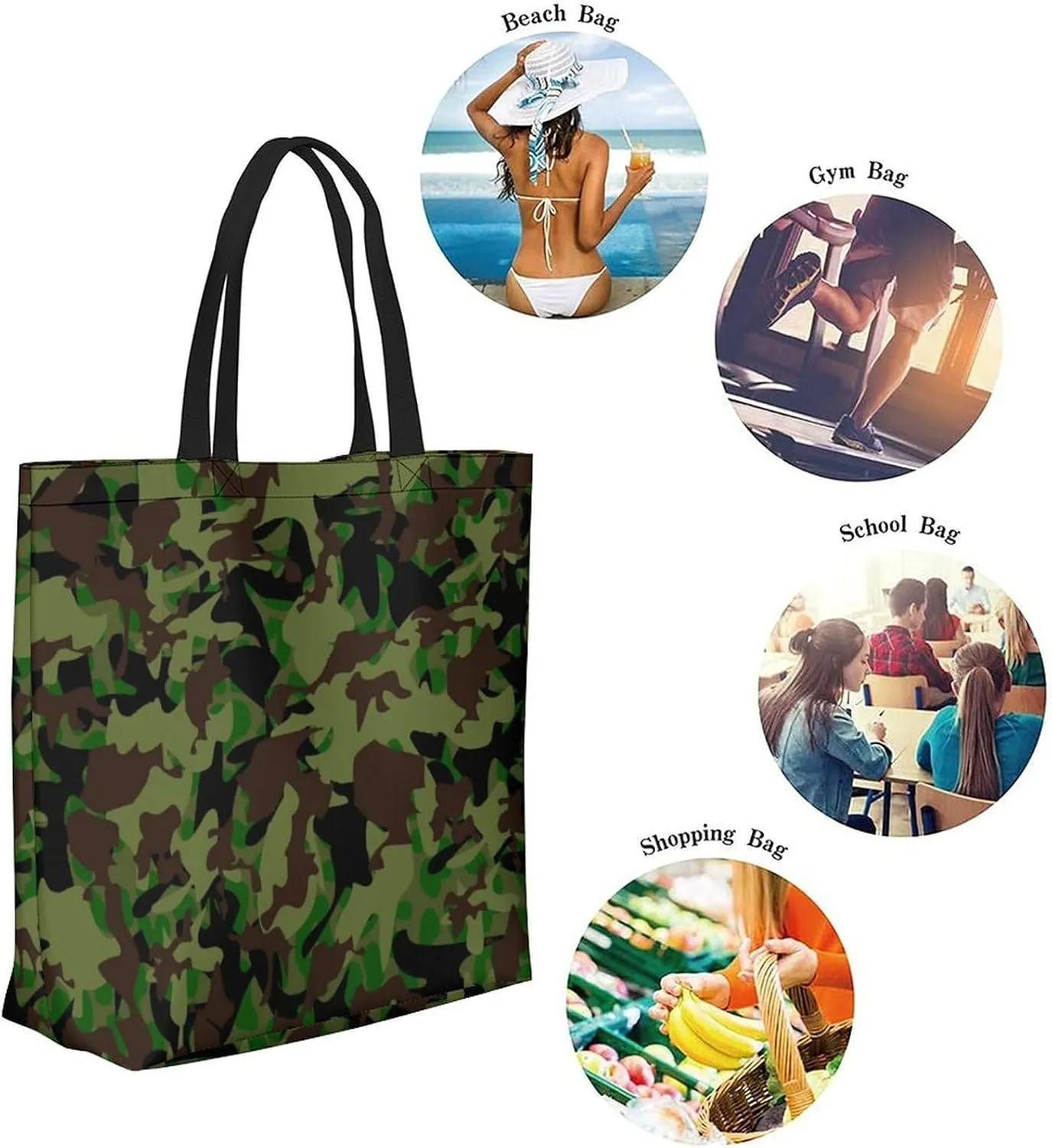 Canvas Tote Bag Large Women Casual Shoulder Bag Handbag Reusable Beach Shopping Grocery Bag For Outdoors