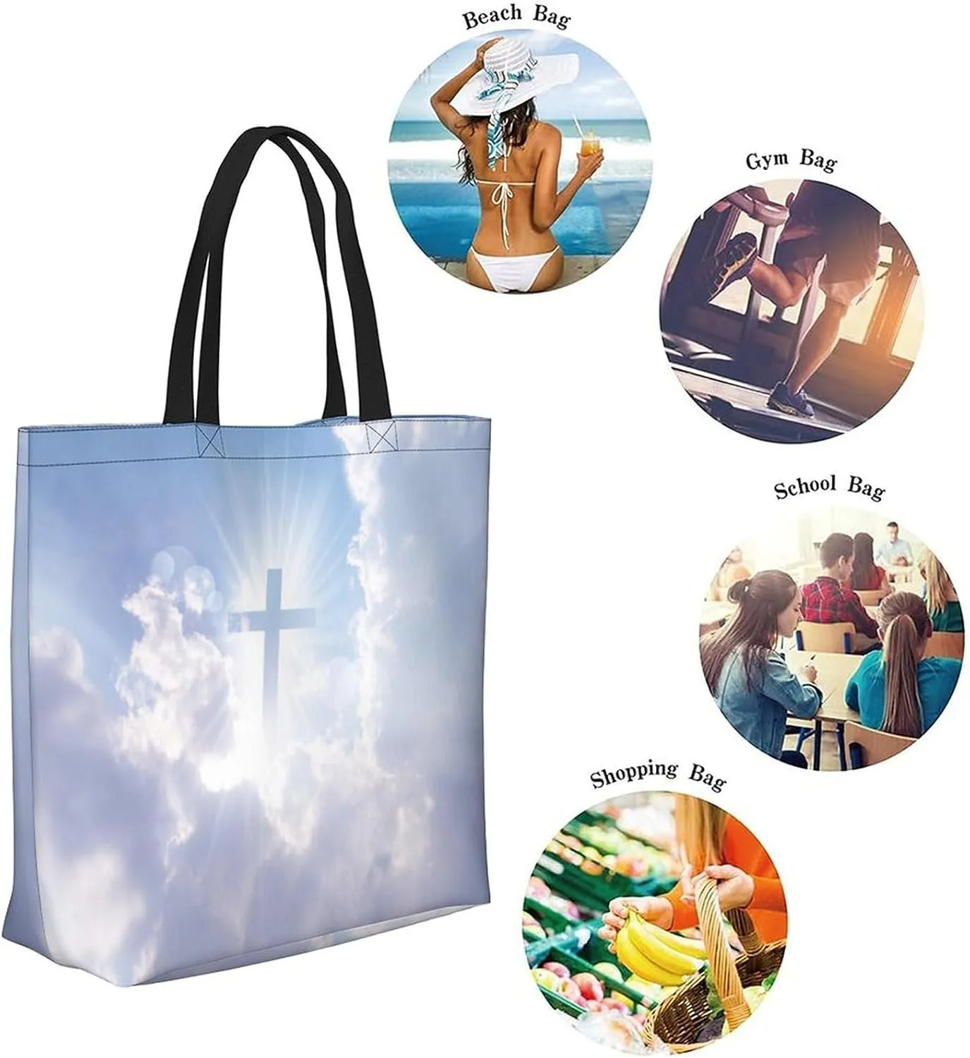 Canvas Tote Bag - Large Women's Casual Shoulder Handbag - Reusable Beach & Shopping Grocery Bag for Outdoors