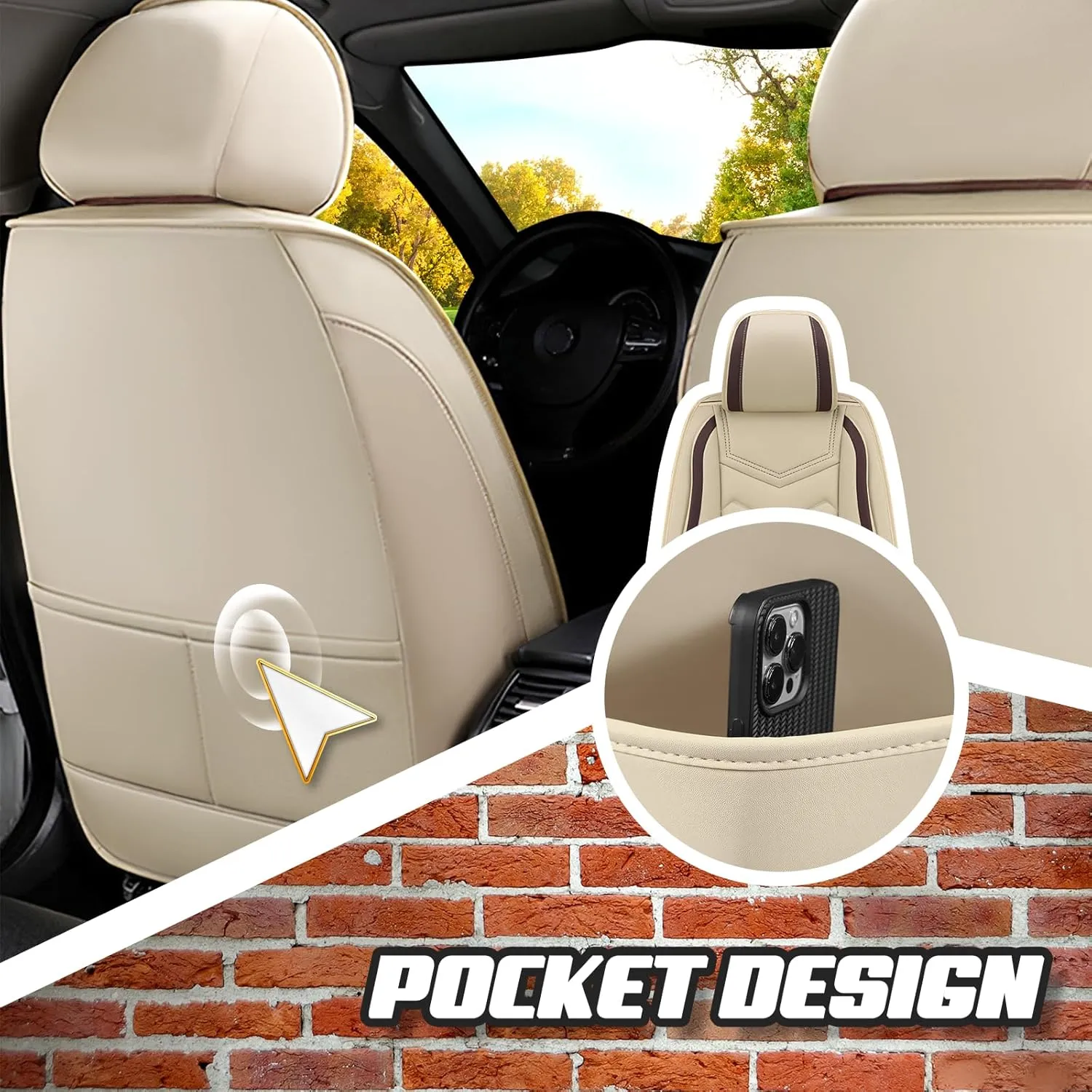 Car Seat Covers for Acura Integra 2023-2025, Premium Nappa Leather Car Seat Cover, Stylish Sport Seat Covers， Automobile Seat Cover Sets.(Luxury 5 Seats/Beige)